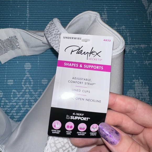 Playtex Secrets Balconette White Underwire Bra - Picture 6 of 8